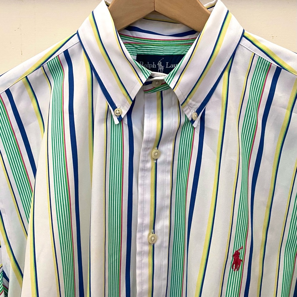 RALPH LAUREN Classic Fit 100% Cotton Stripe Men’s Shirt, Size L/G